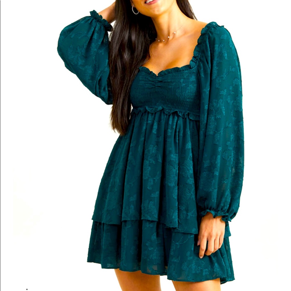Altar’d state XS Gemma dress green floral smocked